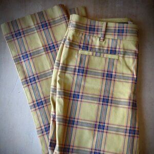 Athropologie Plaid Pants Yellow and Blue Size 8 Tartan